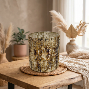 Gold Speckled Heat Resistant <b>Glass</b> Empty Candle <b>Jar</b> Round Metallic Hurricane Holder with Lid <b>for</b> Home <b>Decor</b> Christmas - Product Image 3