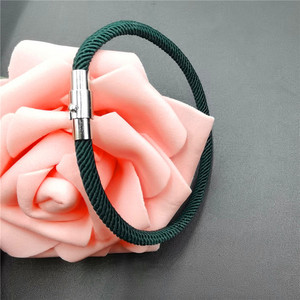 Single Layer <b>Couple</b> <b>Bracelet</b> 4Mm Black Rope Magnetic Clasp Unisex Jewelry Gift - Product Image 3
