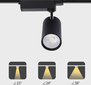 Spots LED sur <span class=keywords><strong>rail</strong></span> CCT réglables, <span class=keywords><strong>blanc</strong></span> COB, CRI95, avec grille anti-éblouissement en nid d'abeille, prix avantageux, CE, 3 fils. - Product Image 5