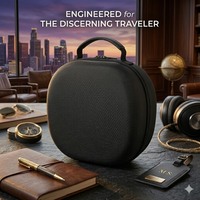 Tas Penyimpanan Headphone Sederhana Anti Guncangan dari EVA dengan Ritsleting, Pelindung untuk Headphone Over-Ear Studio