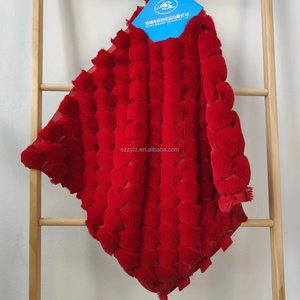 Suministro directo de fábrica, tela de piel de conejo Jacquard rojo de concha de tortuga para prendas, mantas <span class=keywords><strong>Homedeco</strong></span> - Product Image 4