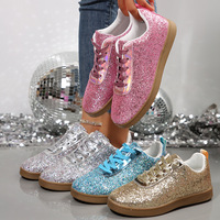 Chaussures de skate Isco Party pour femmes, entièrement pailletées, à sequins brillants, baskets plates à lacets, pour club, mariage, vacances, mode décontractée