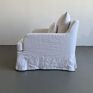 Poltrona in Lino Bianco con Base a Gonna, Personalizzabile, Sedia d'Accento per <span class=keywords><strong>Soggiorno</strong></span> - Product Image 2