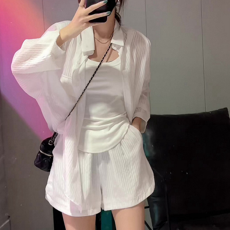 White top + white shorts