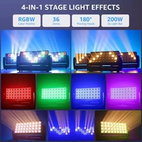 Barre de lumière à faisceau matriciel LED 36 pièces, effet rideau laser oscillant, lumière stroboscopique de scène, RGB blanc chaud 200W 6/16/146CH DMX