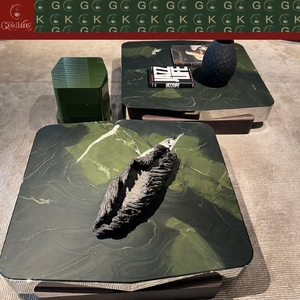 Mesa de Centro de Lujo GOLDKING <span class=keywords><strong>en</strong></span> Mármol Verde Aguacate, Losa Gruesa con Acabado Inoxidable, OEM ODM Directo - Product Image 5