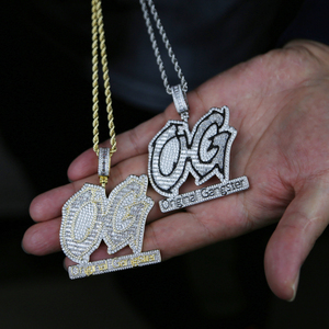 ตัวอักษรเดิมนักเลง OG ตุ้มห้อยสร้อยคอจี้ Micro Pave 5A โคเนีย CZ Bling hip hop เครื่องประดับผู้ชายเด็กผู้ชาย - Product Image 3