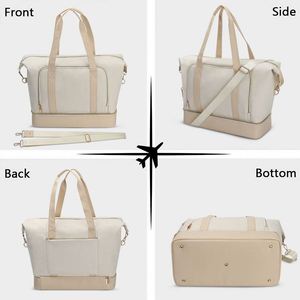 Bolsa de lona impermeable de nailon con logotipo personalizado de fábrica BSCI, organizador de viaje, bolsa de lona de fin de semana para mujer - Product Image 5