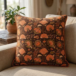 Ridhi Floral Western Style Block Print 100% Cotton <b>Throw</b> Pillow Covers for Home Decor Living Room - Product Image 3