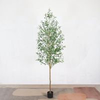 Grand arbre d'olivier artificiel en pot, plante en soie synthétique, faux arbre en bois, herbe artificielle, décoration paysagère intérieure et extérieure, ornement de maison