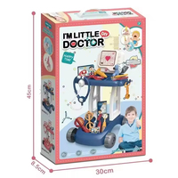 EPT 14 pièces Chariot de docteur pour enfants, ensemble de jeu médical avec stéthoscope, jouet de simulation, 2 couleurs assorties