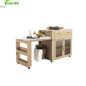 Isla de Cocina Extensible y Retráctil con Ruedas y Almacenamiento Gabinete de Almacenamiento para Cocina - Product Image 6