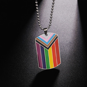 Collar con Colgante de Placa de Acero Inoxidable Esmaltado Personalizado con la Bandera del Orgullo LGBTQ para Hombres y Mujeres, Joyería del Orgullo Arcoíris - Product Image 4