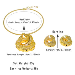 ज़ुररुई निगेरियन 18k सोने की प्लेटेड गहने सेट ब्रज़ेल गोल्ड डिजाइनर शादी के आभूषण सेट फैशन हार - Product Image 5