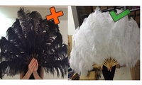 Éventail en plumes d'autruche blanc, grand format, artisanal, pour déguisement burlesque, spectacle, thé, mariage, fête, danse, accessoire de déguisement et de spectacle