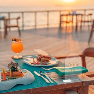 クリア 無地 アーチ型 結婚式テーブルナンバー DIY アクリルサイン スタンド付き ウェディング レセプション イベント パーティー センターピース装飾 - Product Image 4