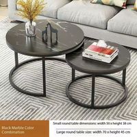 Ensemble de tables basses modernes avec plateau en marbre et structure en métal doré, table basse ronde pour salon, ensemble de tables d'appoint de luxe