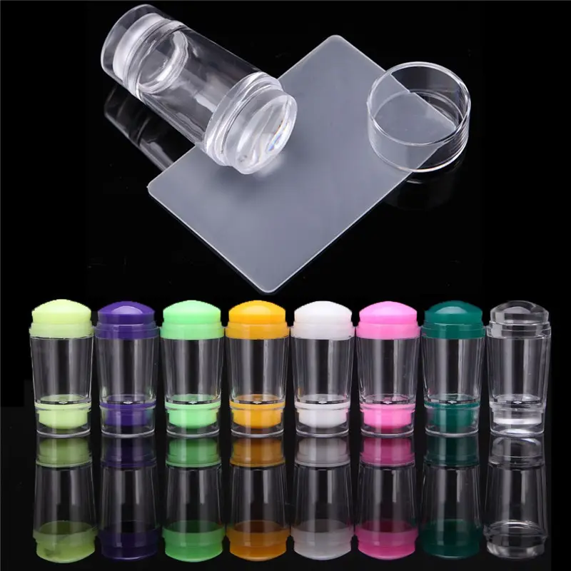 Transparent Clear Two Head 2.8cm Nail Art DIY Stamping With Cup Nail Plate Stamp