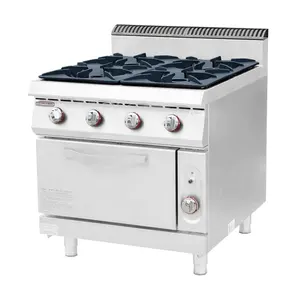 Kompor Gas Seri Penuh dengan Oven, Peralatan Dapur Seri Penuh Komersial Berdiri Bebas Stainless Steel 4 / 6 Pembakar