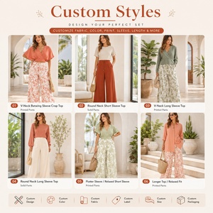 Ensemble élégant pour femmes à imprimé floral, 2 pièces, haut court à col en V et pantalon large, <span class=keywords><strong>tenue</strong></span> de plage pour les vacances <span class=keywords><strong>d</strong></span>'été - Product Image 4