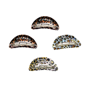 Pince à cheveux demi-cercle imprimé léopard 10,5 cm pour femme, accessoire de mode - Product Image 1