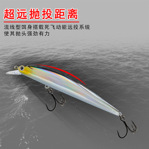 Señuelo Flotante Tipo Minnow 109 con Sonajeros y Sistema de Transferencia de Gravedad para Pesca de Lubina en Agua Dulce y Salada - Product Image 5