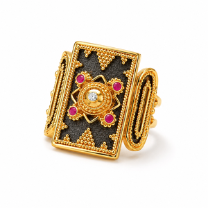 Anello a forma di scudo greco-romano, design vintage, gioiello unisex per uso quotidiano - Product Image 1