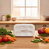 Boîte à lunch écologique sans BPA de 1200 ml avec fourchette et cuillère intégrées, récipient alimentaire à 2 compartiments pour le bureau, l'école et les pique-niques