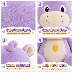Peluche <span class=keywords><strong>de</strong></span> Hipopótamo Morado Bordado Personalizado <span class=keywords><strong>de</strong></span> Fábrica, Relleno <span class=keywords><strong>de</strong></span> Algodón PP, <span class=keywords><strong>Tela</strong></span> <span class=keywords><strong>de</strong></span> Peluche Súper Suave, Exclusivamente Peluches - Product Image 3