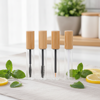 Tube de brillant à lèvres en verre de 10 ml, conteneur vide pour cosmétiques, emballage de maquillage avec couvercle en bambou, impression sérigraphique, surface givrée, DIY