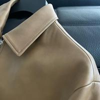 Blouson aviateur en peau de mouton véritable kaki |   Design patchwork |   Respirant |   Star du football international inspirée des grands noms |   Taille Plus L-5XL