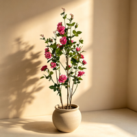 Realistischer 150cm Künstlicher Chinesischer Rosen-Seidenblumenbaum Pflegeleichter Kunstbaum für Innendekoration