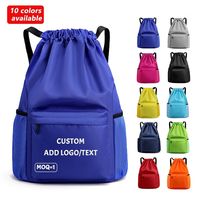 Sac à dos unisexe avec cordon de serrage en tissu Oxford portable imprimé de logo personnalisé sport mode étanche capacité 23L entraînement physique