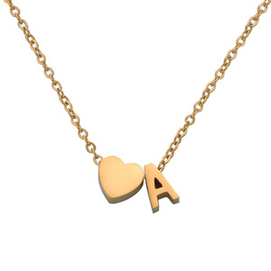 Collar de corazón personalizado para parejas, joyería con letras de acero inoxidable chapadas en oro, gran oferta - Product Image 2