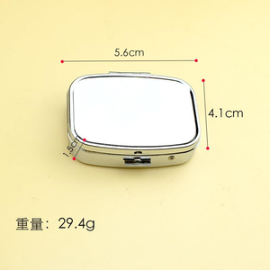 Silver Elegant square Rectangle Plastic Black <b>Compact</b> case for Face <b>Powder</b> <b>Compact</b> Pressed <b>Powder</b> with Mirror and Lid for Puff - Product Image 3
