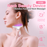 Appareil de beauté pour le cou à sept couleurs, raffermissant la peau, réduisant les rides, remodelant le visage en V, avec fonctions de vibration et de chauffage, étanche
