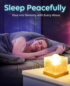 โคมไฟตั้งโต๊ะแบบสัมผัส หมุนได้ ลายคลื่นน้ำ ไฟกลางคืน LED สี่เหลี่ยมใส RGB 80 16 สี ขนาดเล็ก มาตรฐาน Rohs ขายส่ง - Product Image 4