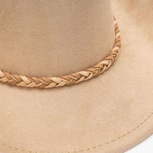 Wholesale Vintage Solid Color Unisex Wide Brim <strong>Western</strong> Cowboy <strong>Hat</strong> Fashion Suede Jazzy <strong>Hat</strong> for Outdoor Sunshade - Product Image 4