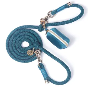 Strong Heavy Duty Rope Dog Leash With Velvet Dog Waste Bag Dispenser Lead Slip Leash Dog Training