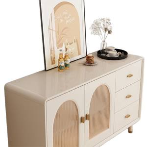 Cream Colored Sideboard And <b>Dining</b> <b>Table</b> Combination Rectangle <b>Foldable</b> Modern Minimalist Storage For <b>Dining</b> Room - Product Image 2