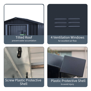 <span class=keywords><strong>Caseta</strong></span> de Jardín Metálica <span class=keywords><strong>Antracita</strong></span> de 10x8 Pies, Fácil de Montar, Techo a Dos Aguas con Base Incluida, Resistente a la Putrefacción - Product Image 4
