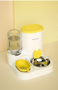 Distributeur d'eau et de nourriture pour animaux de compagnie de petite taille tout-en-un, bol en acier inoxydable pour chiots et chatons - Product Image 6