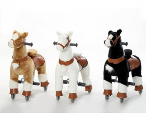 어린이 작은 72cm 플러시 액션 조랑말 giddy up 실물 크기 타고 흔들 걷기 기계 승마 말 동물 바퀴 장난감 - Product Image 4