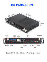 Mini PC Compatible con OPS, Intel 13.ª Generación I7, Soporte 4K, Windows 10 Pro, Diseño Compacto, Solución para Señalización Digital/Educación