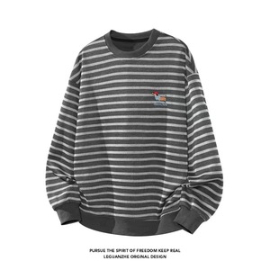 Áo Dachshund thêu cổ điển phong cách Mỹ cổ điển sọc dài tay thon gọn giản dị - Product Image 1