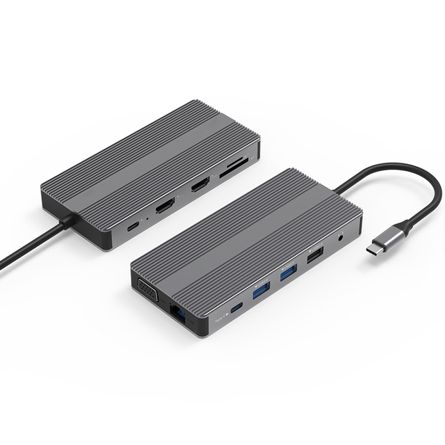 USB C Hub 12 in 1 Type-C to HDMI VGA SD/TF RJ45 PD100W 4K 1080P USB3.0 Type-c3.0 3.5mm Audio Docking Station for Laptop Macbook