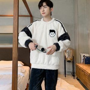 Factory Wholesale Premium <strong>Flannel</strong> Daily <strong>Pyjamas</strong> Plus Size <strong>Men's</strong> Sleepwear Winter Warm 2pcs Pajamas for <strong>Men</strong> Set - Product Image 3