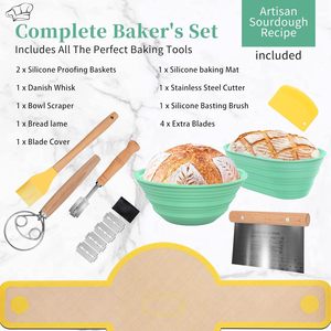 Collapsible Sourdough Proofing Basket Kit Baking Supplies Foldable Silicone Bread Proofing Basket Set for Sourdough - Product Image 3