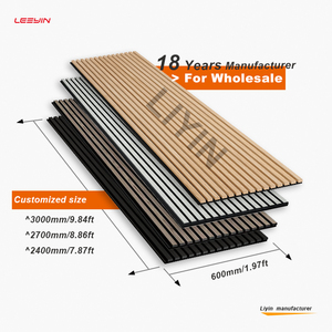 Panneaux acoustiques en MDF à lattes de bois modernes Panneau de fixation insonorisé Salon Chambre à coucher Polaire noire Retour 1.0 NRC - Product Image 2