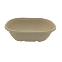 Contenant alimentaire 23 OZ (700 ml) en pulpe de bagasse compostable, jetable, pour plats à emporter, bol ovale en canne à sucre avec couvercle, ensemble de vaisselle